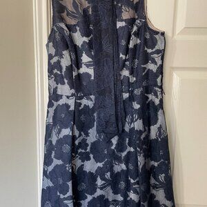 Jessica Howard, sleeveless navy floral lace dress, size 16